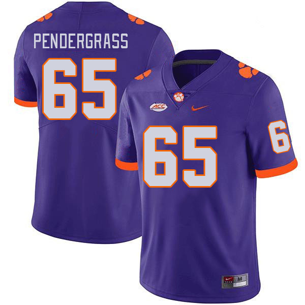 Men #65 Chapman Pendergrass Clemson Tigers College Football Jerseys Stitched-Purple